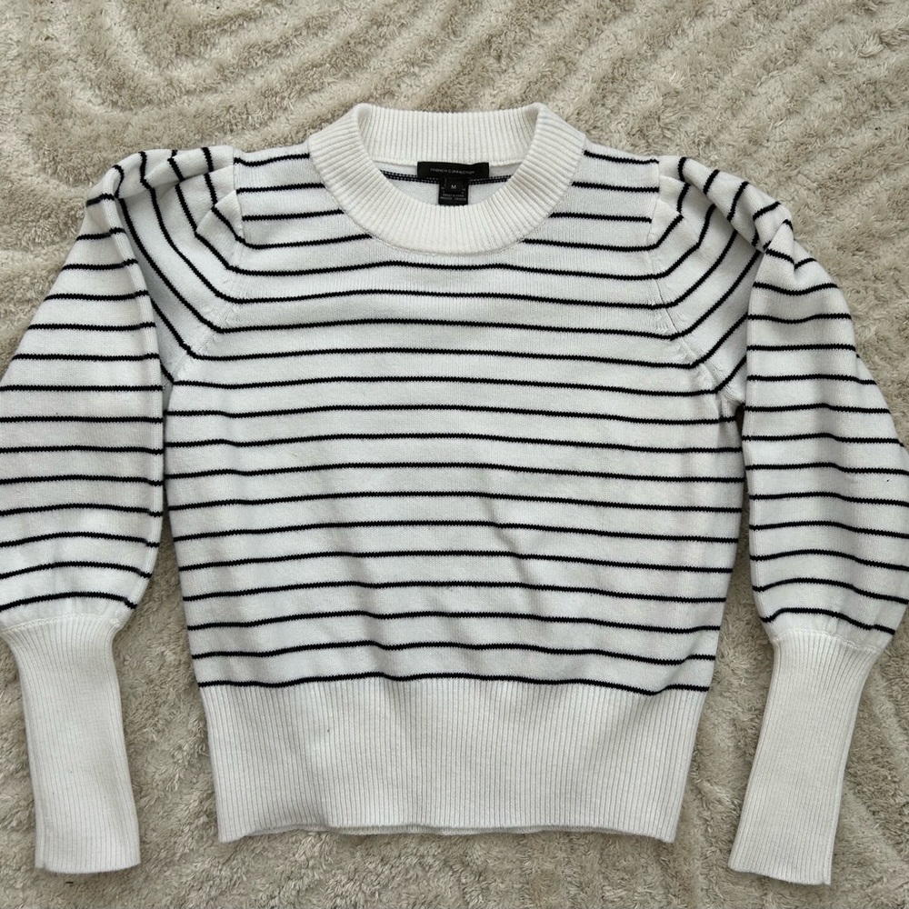 French Connection White and Black Striped Sweater - Picture 2 of 6